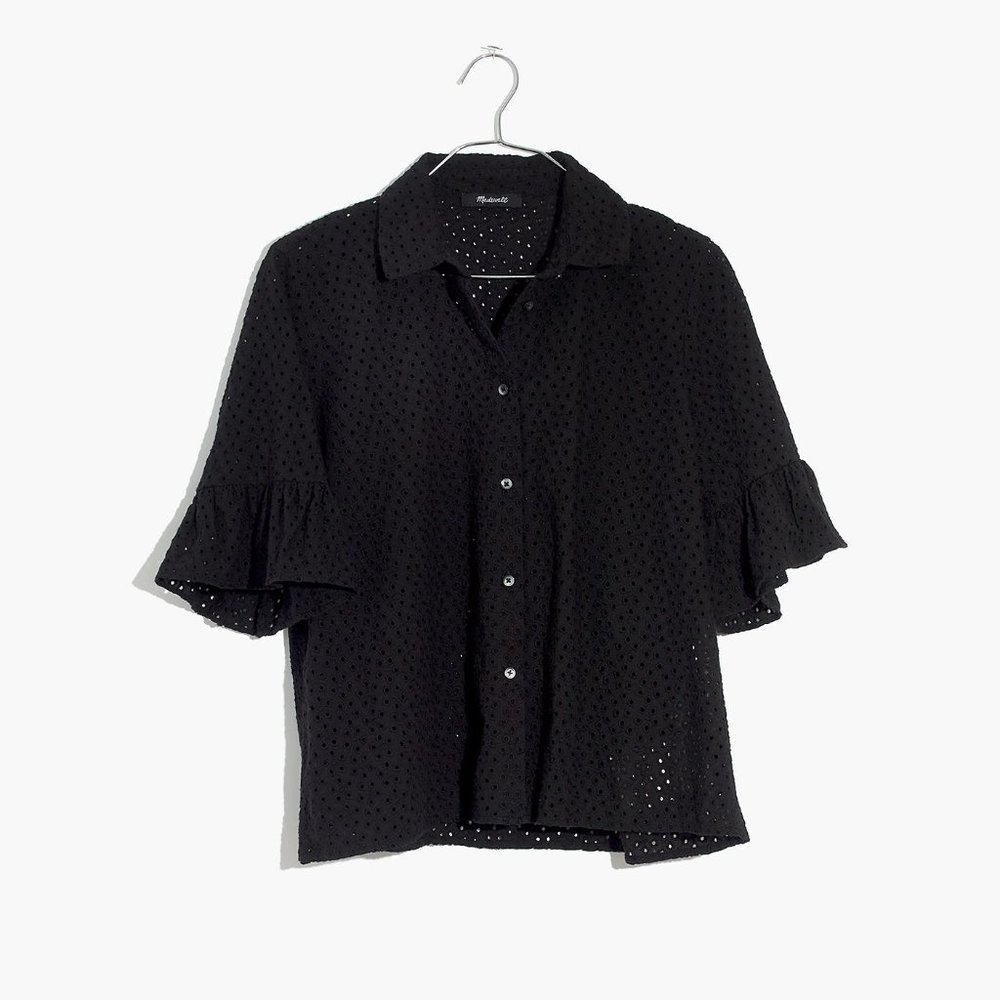 NWT Madewell Eyelet Bell Sleeve Top Medium